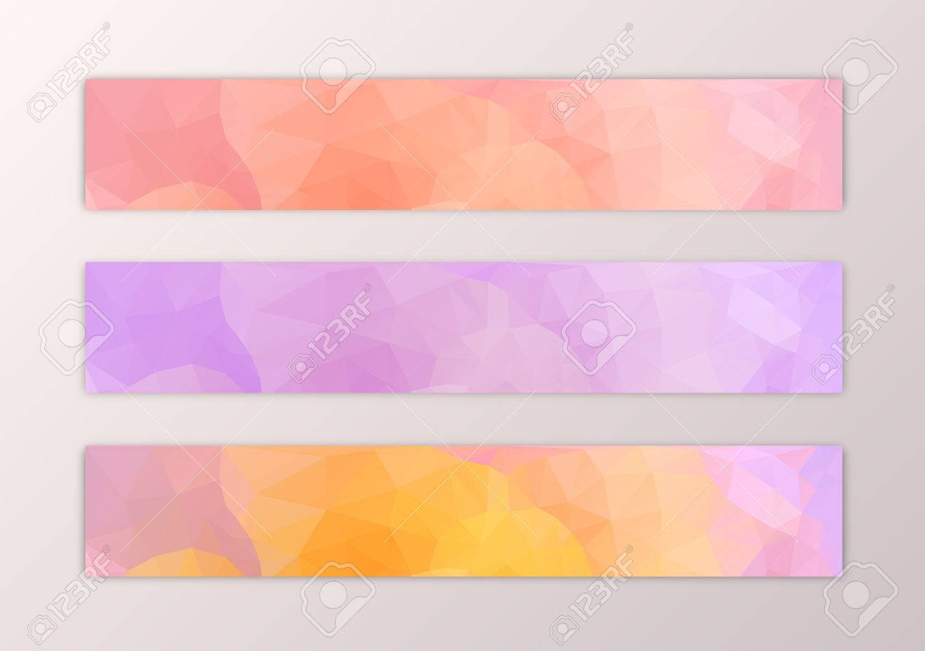 website banner template set with abstract triangle polygon