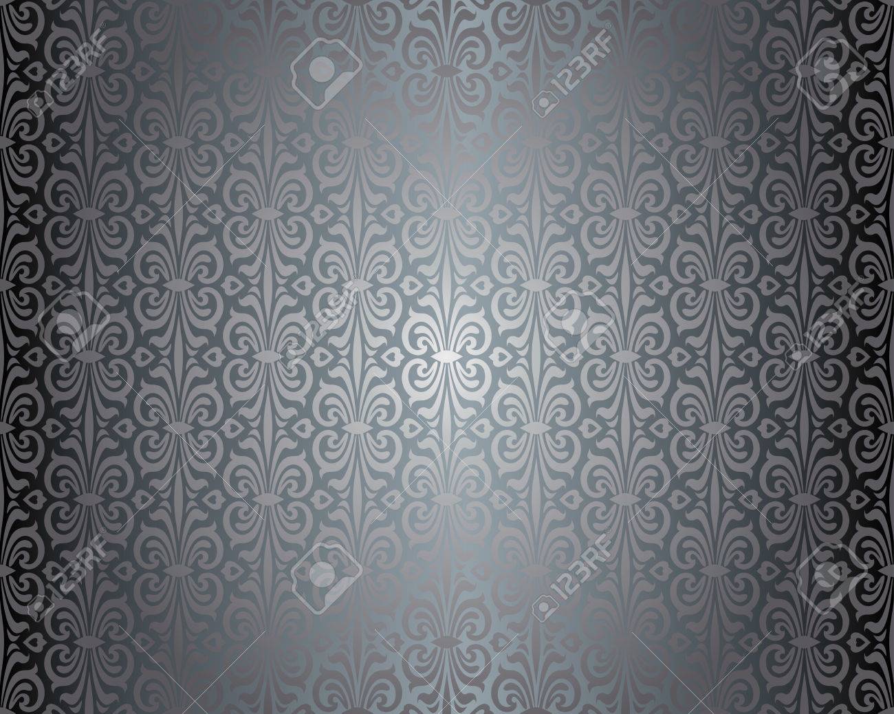 Silber Glanzende Vintage Tapeten Muster Hintergrund Lizenzfrei Nutzbare Vektorgrafiken Clip Arts Illustrationen Image 54248952