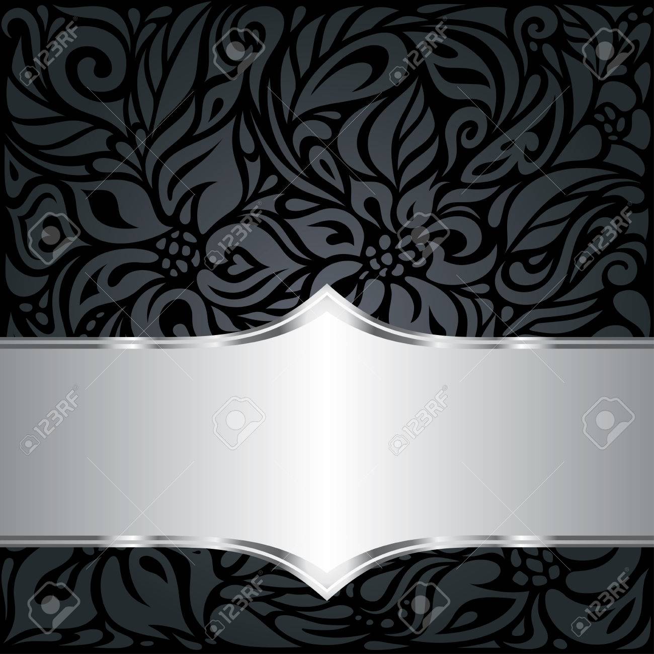 Design De Fond D Ecran Decoratif De Luxe Floral Noir Argent Clip Art Libres De Droits Vecteurs Et Illustration Image