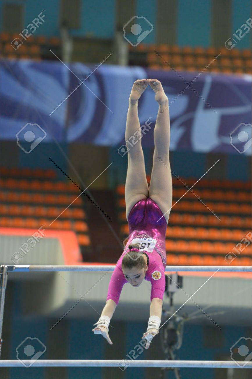 Moscow, Russia - April 20, 2013: Aliya Mustafina, Russia Performs Exercise  On Uneven Bars In Final Of 5th European Championships In Artistic  Gymnastics In Moscow, Russia On April 20, 2013 Stock Photo,