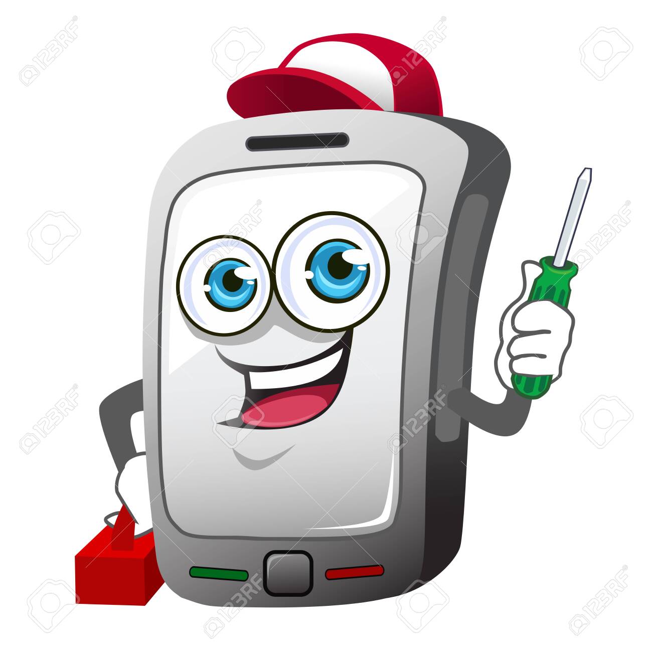 Hand Phone Mascot Cartoon In Vector Royalty Free Cliparts Vectors And Stock Illustration Image