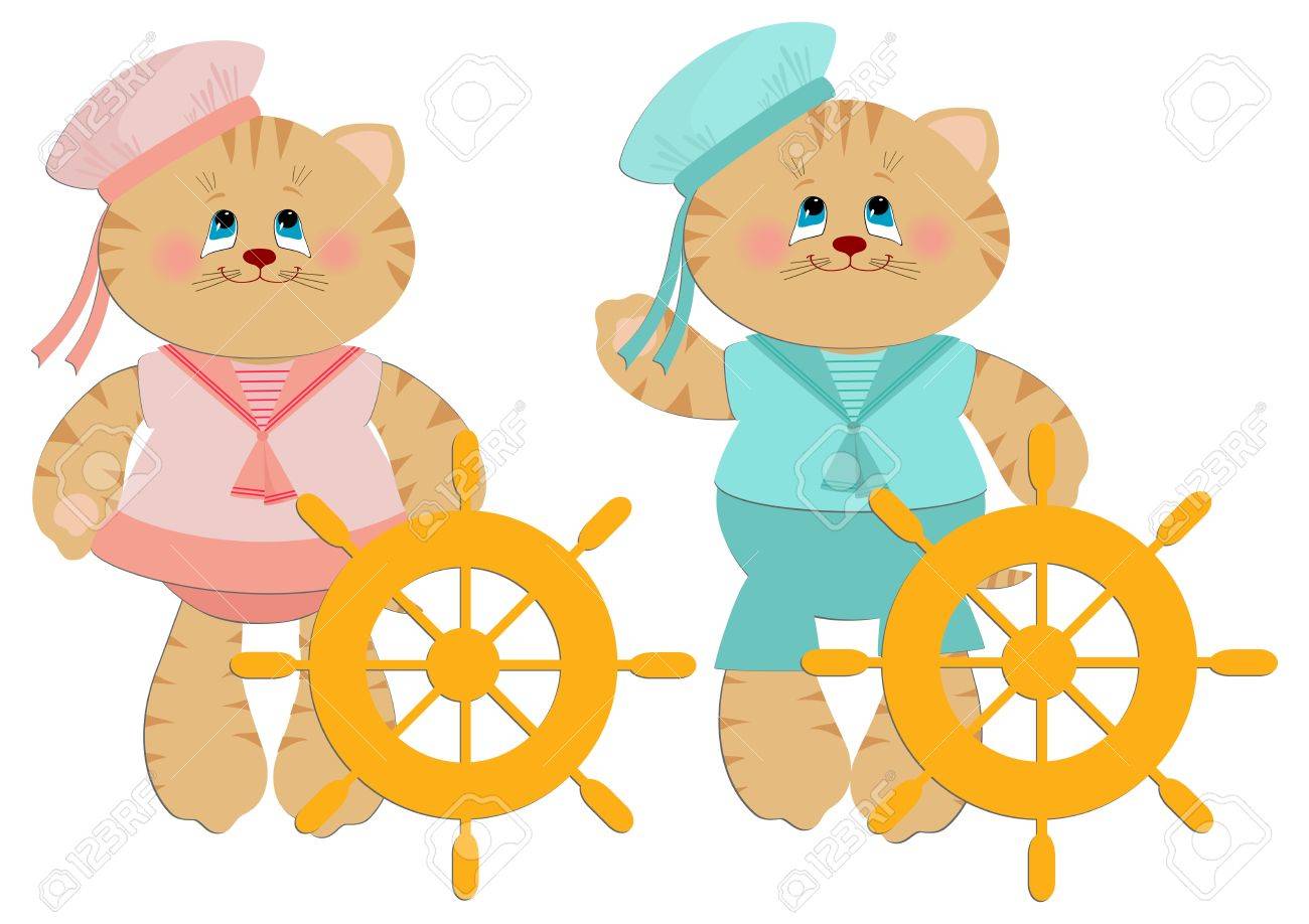 Marinero De Bebe Gatos Juguetes Ilustraciones Vectoriales Clip Art Vectorizado Libre De Derechos Image