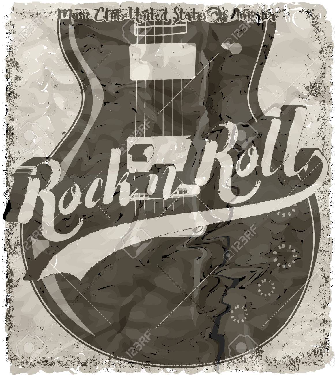 rock n roll poster guitar graphic design tee vector art royalty free