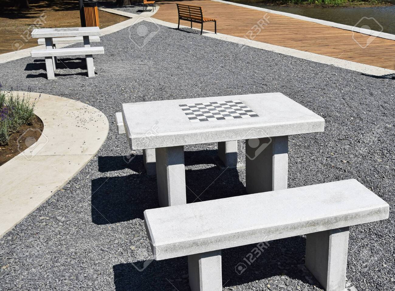 Outdoor Tables For Playing Chess Stock Photo