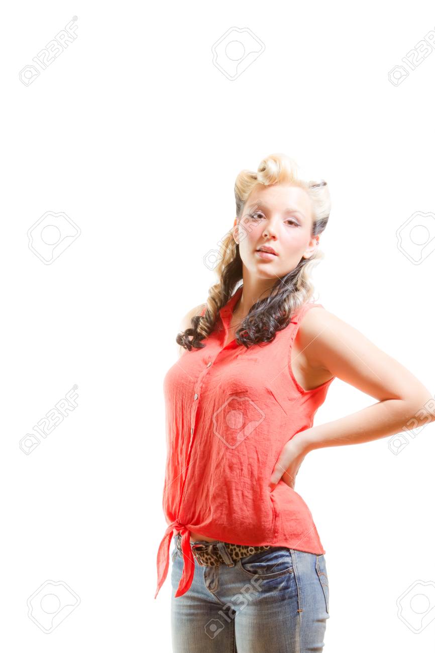 ロカビリー ファッションの若い大人の女性 の写真素材 画像素材 Image