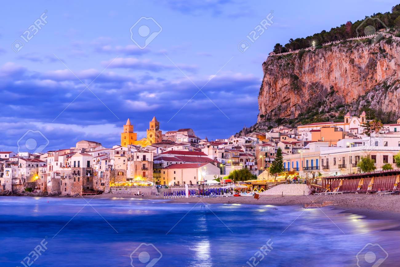 Cefalu, Sicily. Ligurian Sea And Medieval Sicilian City Cefalu. Province Of  Palermo, Italy. Stock Photo, Picture and Royalty Free Image. Image 90918498., image size:1300x867