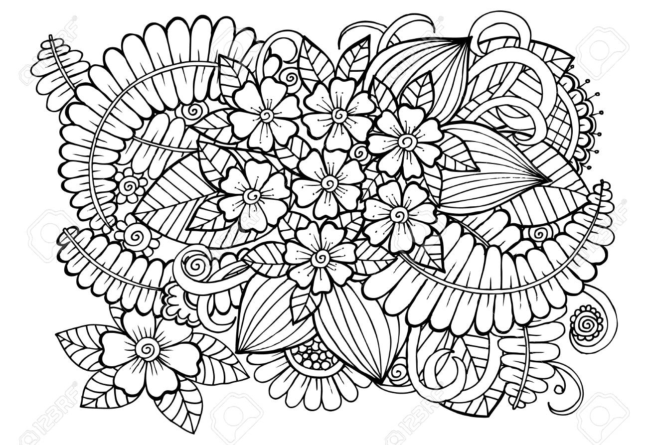Pin By Nemora Hoff On Doodles Floral Drawing Flower Doodles Flower Art Drawing