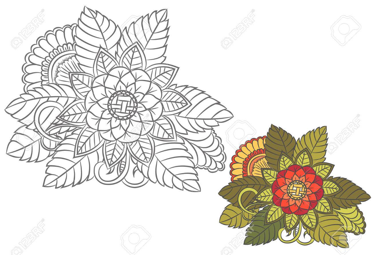 Fleurs En Noir Et Blanc Comme élément De Conception Peut être Utilisé Pour Colorier Et Imprimer