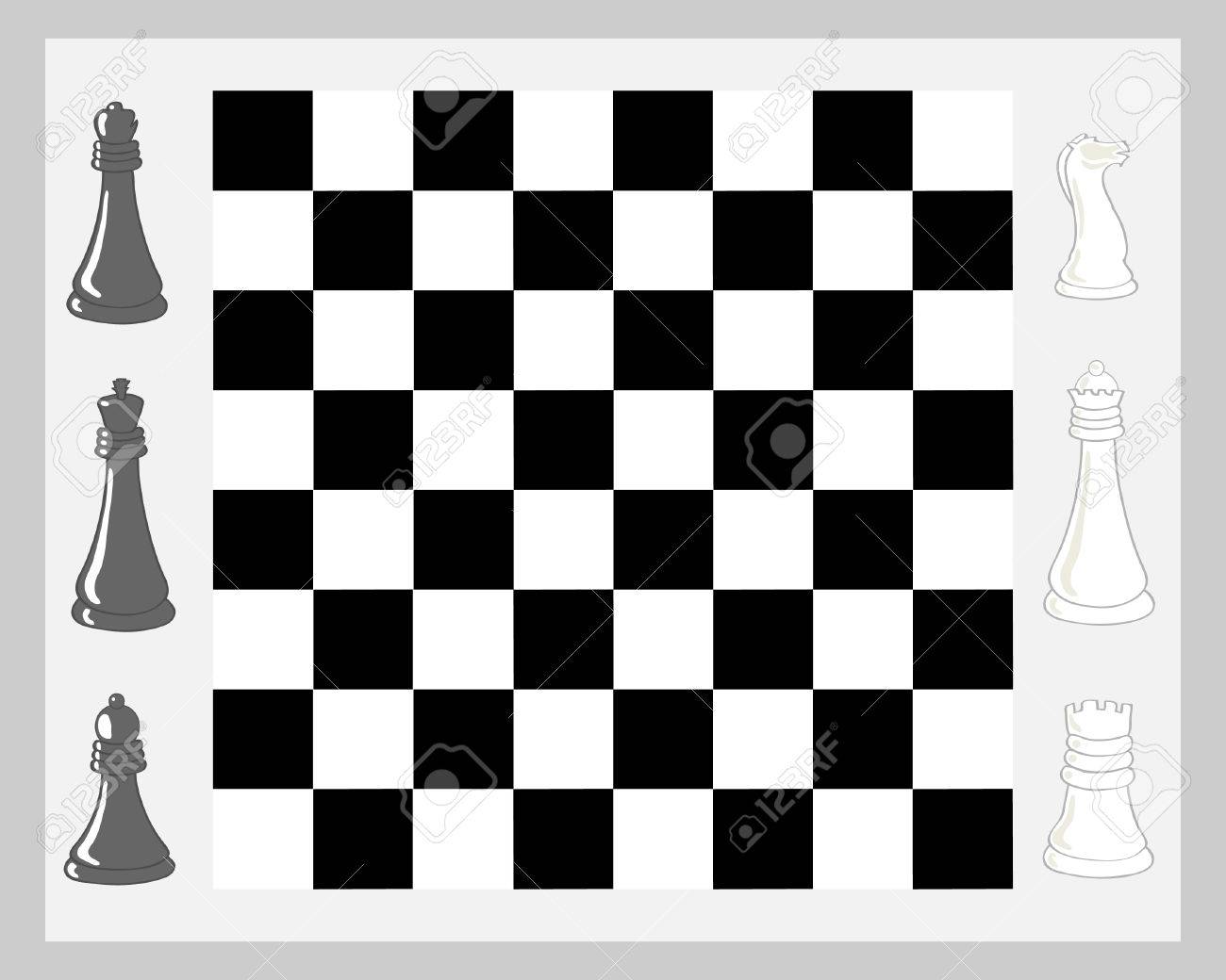 手はイラスト部分とのチェス盤の黒と白の淡いグレーの背景上に描画のイラスト素材 ベクタ Image