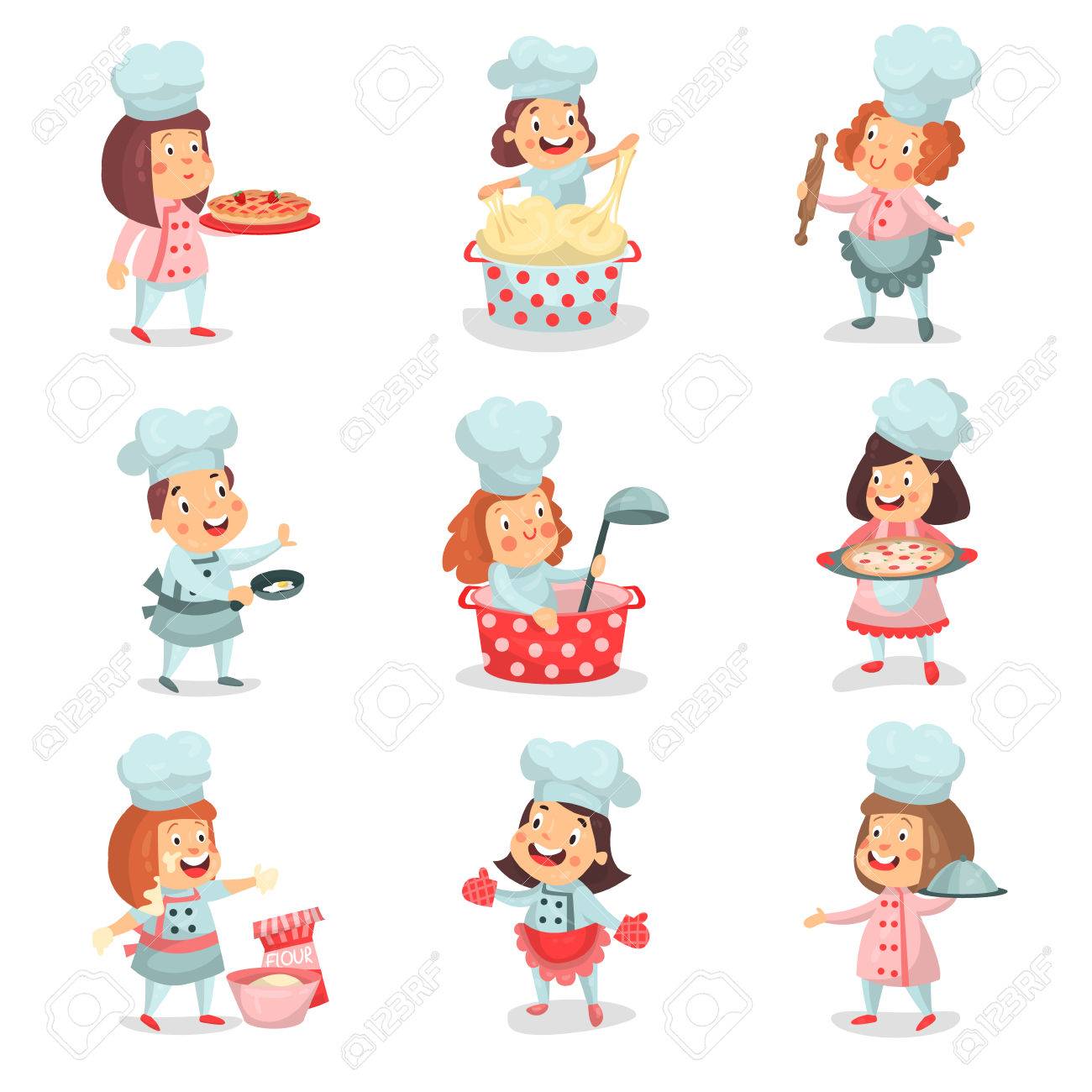 Lindo Pequeño Cocinero Principales Personajes De Dibujos Personaje de dibujos animados chef cocinero niño con olla gris