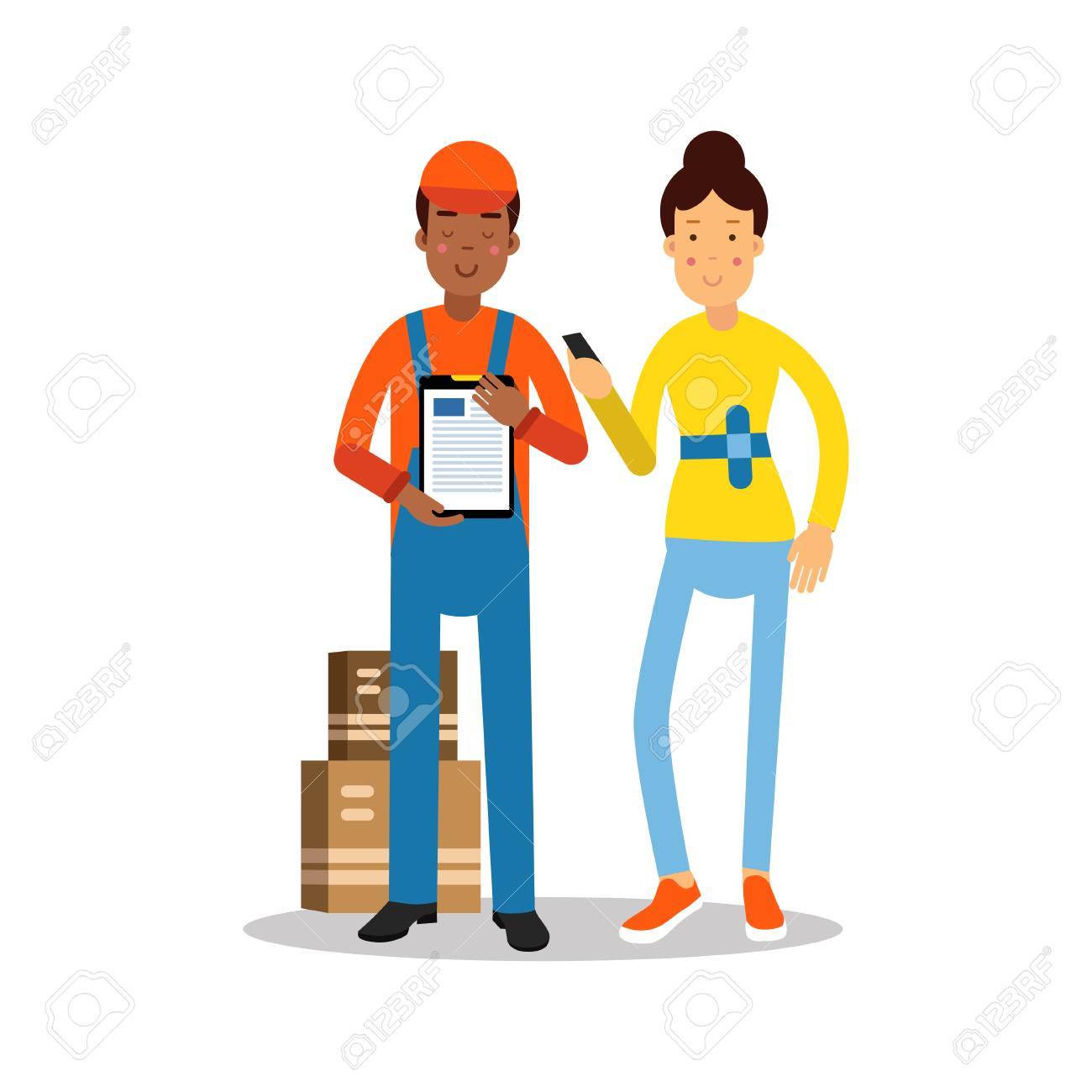 delivery man handing over