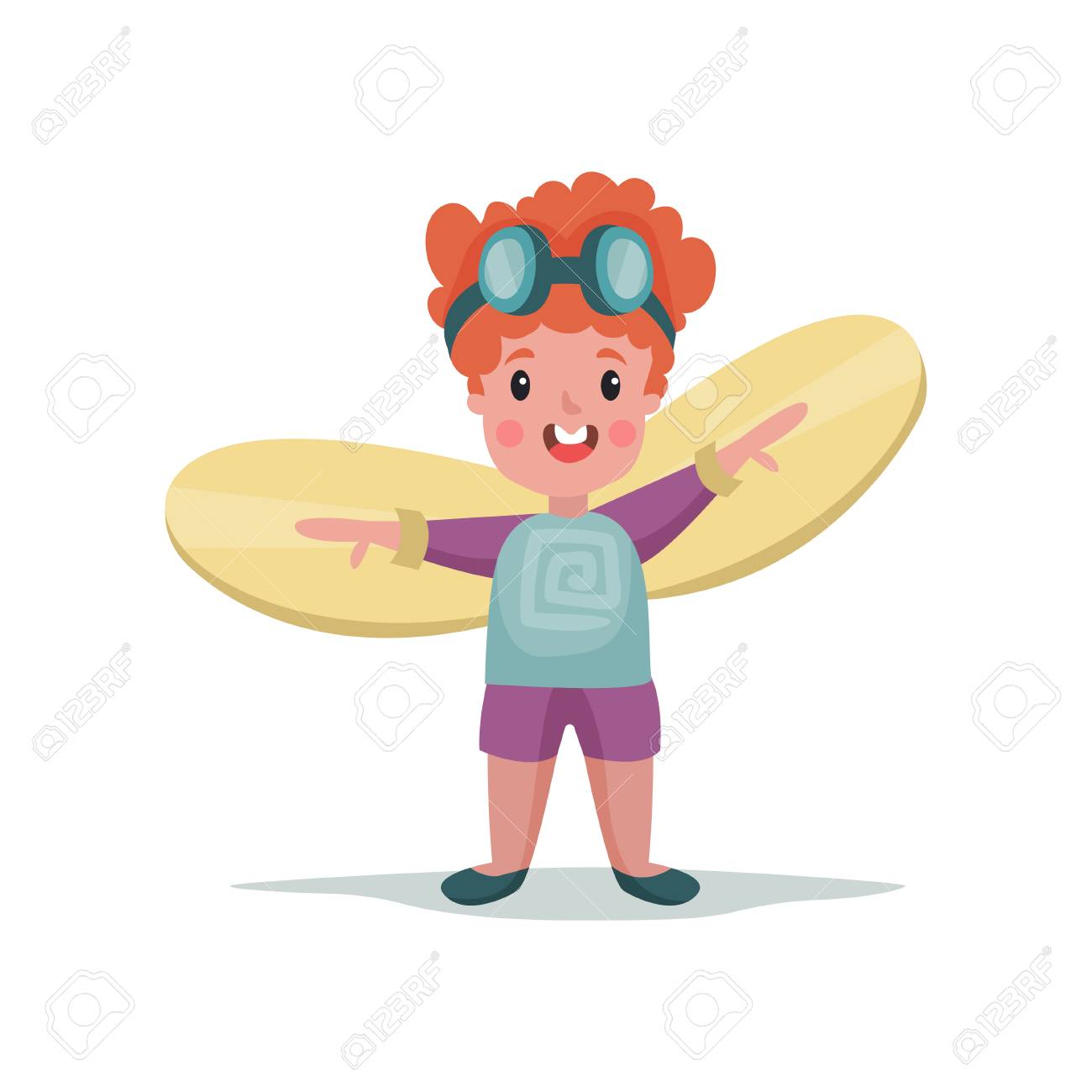 Cute Little Boy Playing With Wings Kid Dreaming Of Becoming - 