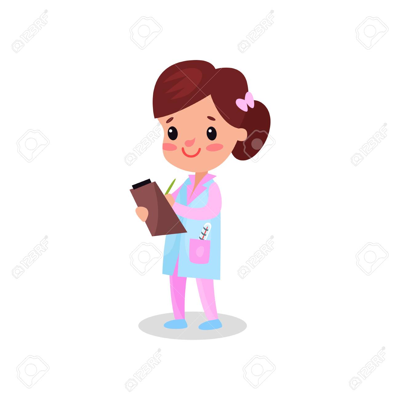 beautiful girl doctor in professional clothing writing prescription sample prescription of a doctor