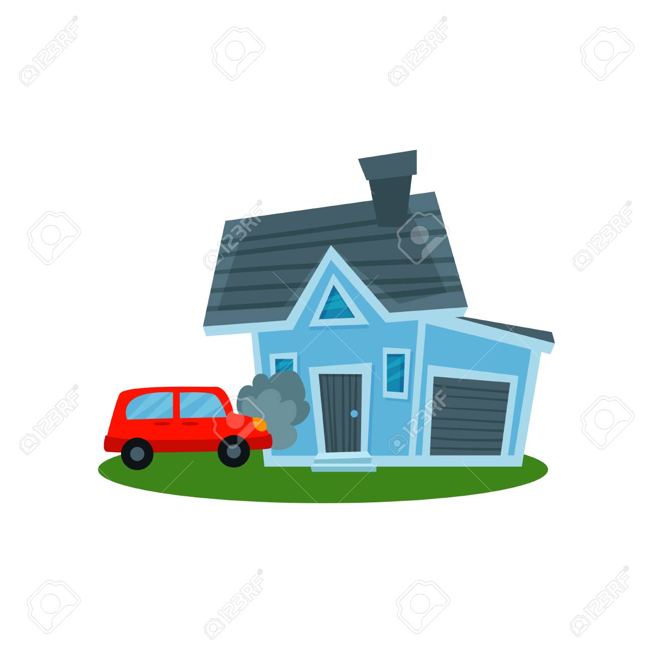 Car And Home Insurance >> Auto Crashing Into Wall Of Home Property Insurance Vector Illustration Car And Home Insurance >> Auto Crashing Into Wall Of Home Property Insurance Vector Illustration