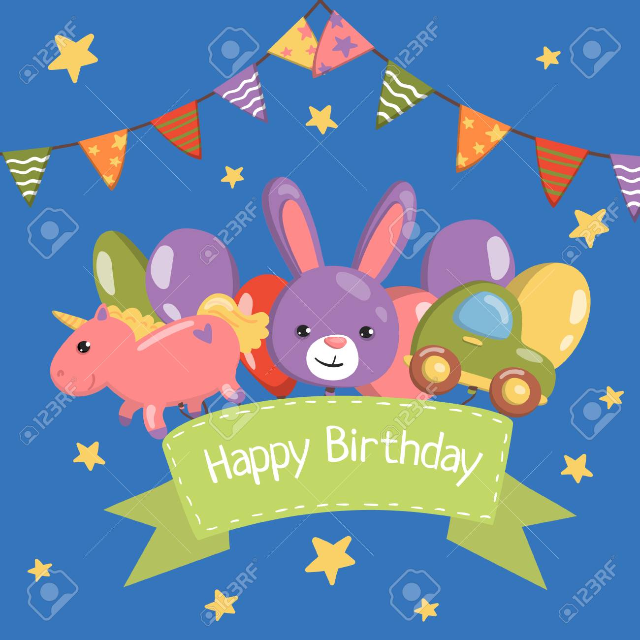 happy birthday banner birthday party card with cute animals