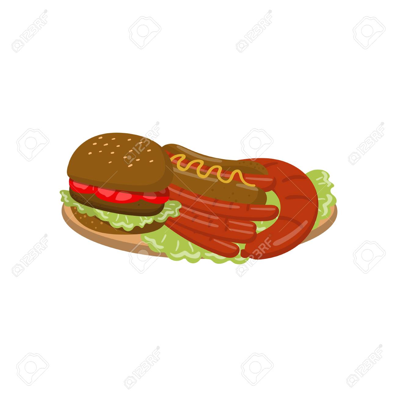 Repas Pique Nique Typique Sur Une Assiette Dessin Anime Illustration Vectorielle Clip Art Libres De Droits Vecteurs Et Illustration Image