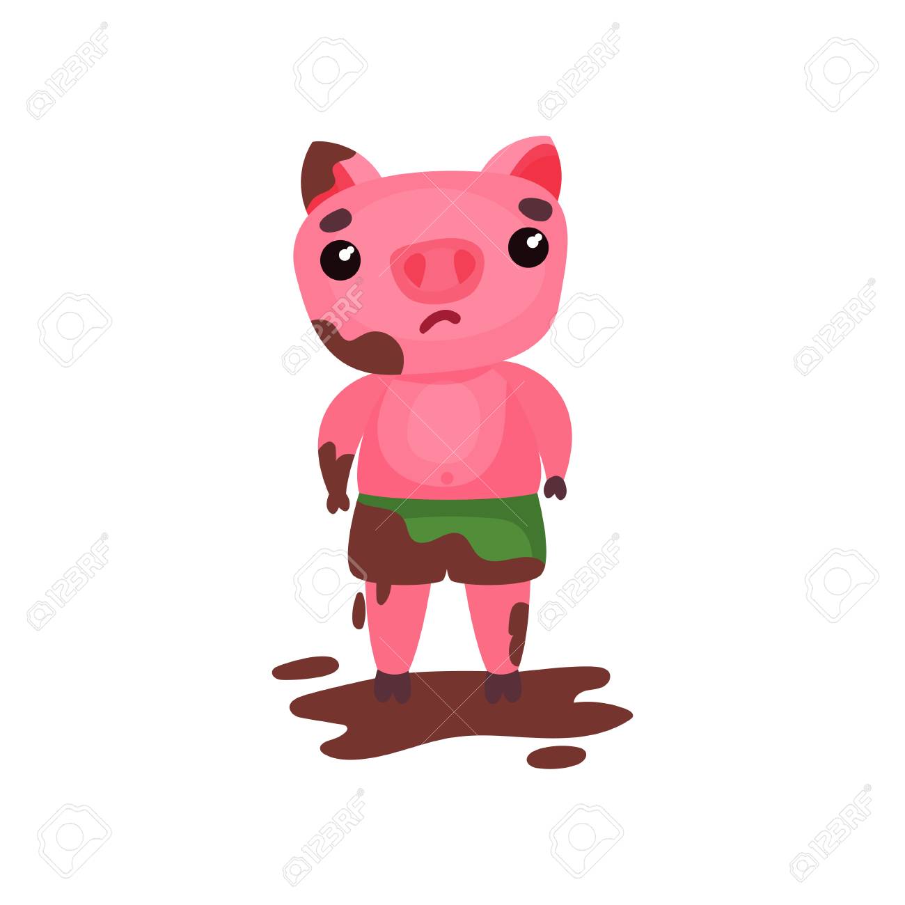 Personagem De Porco Triste Bonito Em Pe Em Uma Poca De Lama Ilustracao Vetorial De Desenho Animado Ilustraciones Vectoriales Clip Art Vectorizado Libre De Derechos Image 93628830