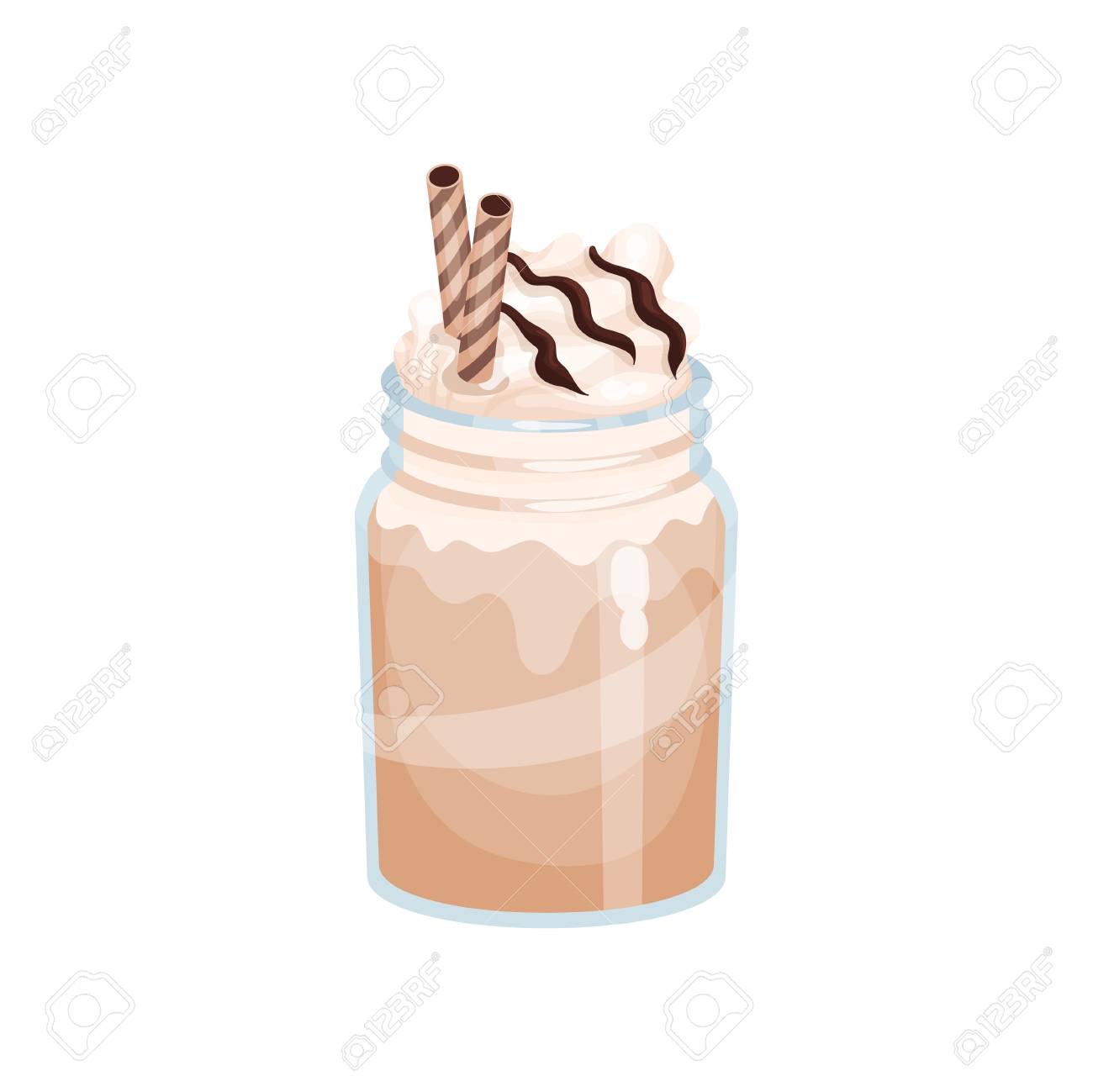 Chocolate Or Mocha Milk Smoothie Refreshment Beverage In Mason Royalty Free Cliparts Vectors And Stock Illustration Image 93942139