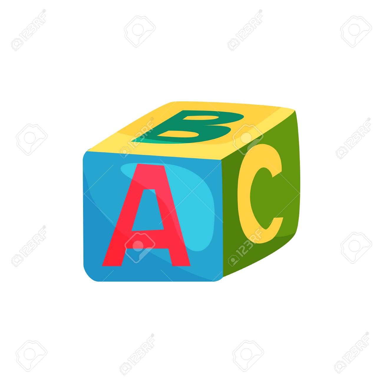 Cube Colore Avec Des Lettres Jouet Pour Le Developpement Des Enfants Element De Design Pour Centre Educatif Pour Enfants Ou Ecole De Langue Icone De Vecteur Plat De Dessin Anime Clip Art