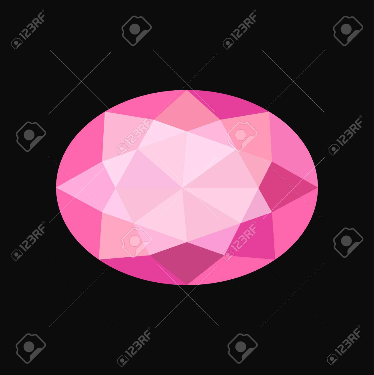 ピンクのジューリーオーバルストーン 黒い背景に宝石ベクトルイラストのイラスト素材 ベクタ Image
