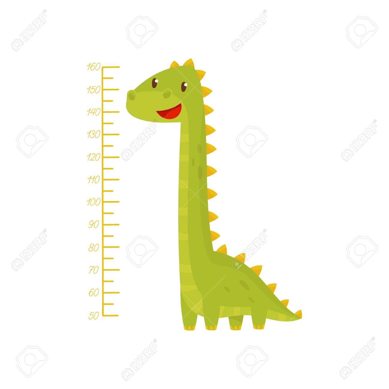 height chart for measuring kids growth with adorable green dinosaur dinosaur chart for kids