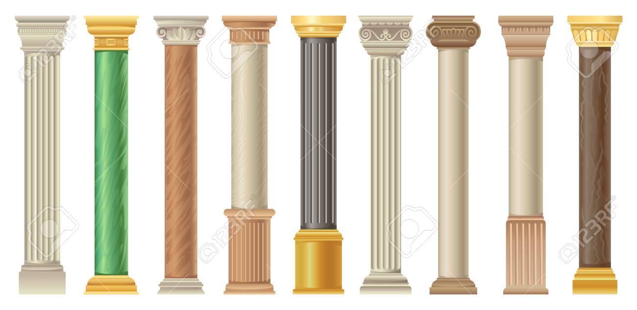 antique columns and pilars set classic stone columns in different stone columns