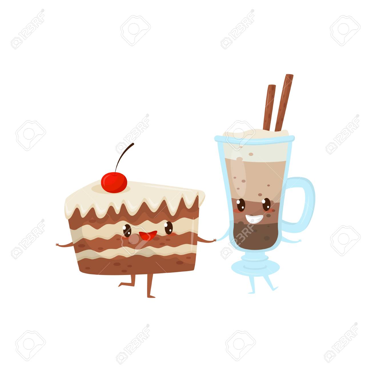 piece of cake and cocoa drink are friends forever cute funny food