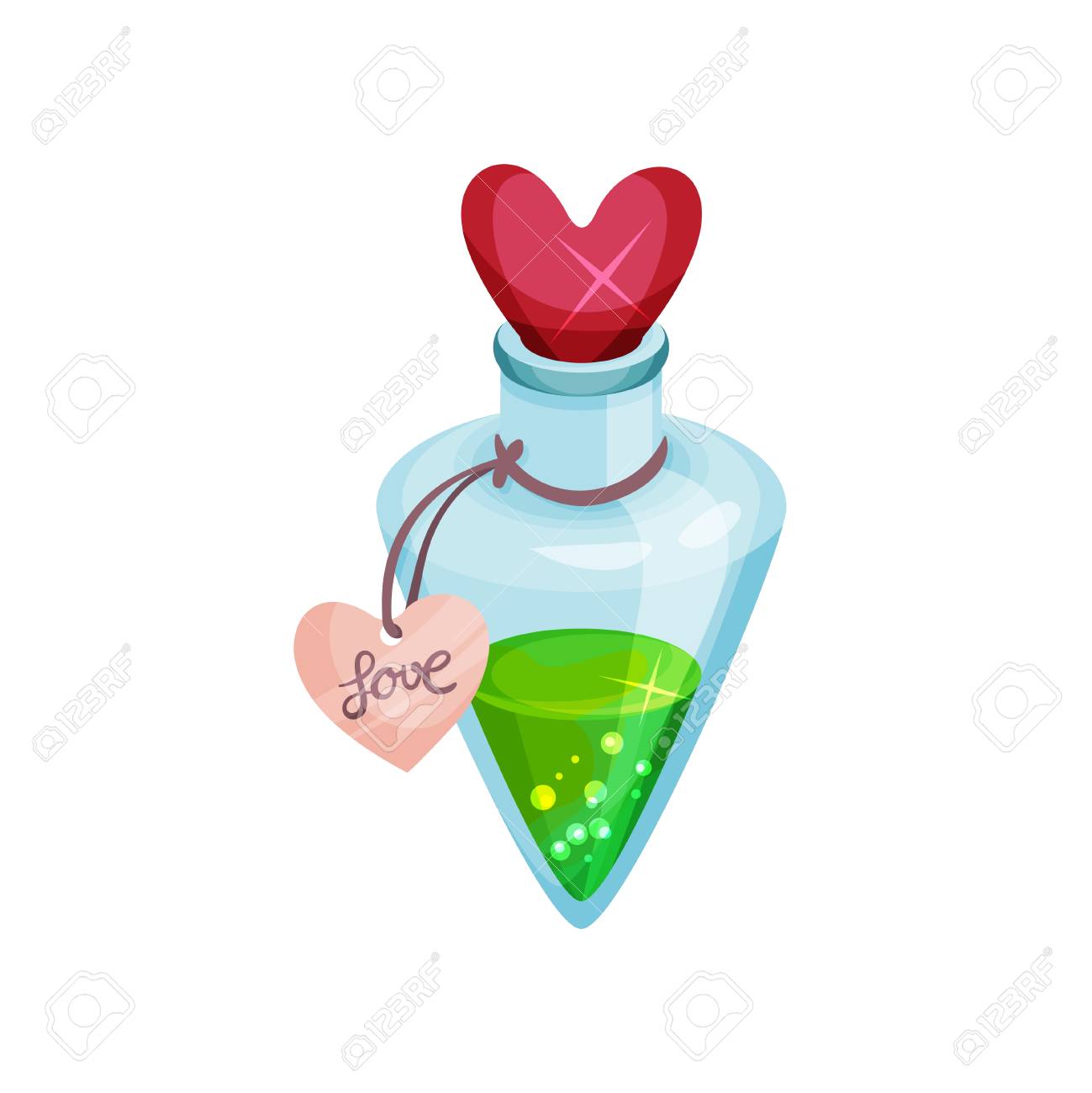 Small Bottle With Love Potion Shiny Lid In Shape Of Heart Magic Royalty Free Cliparts Vectors And Stock Illustration Image 117647169