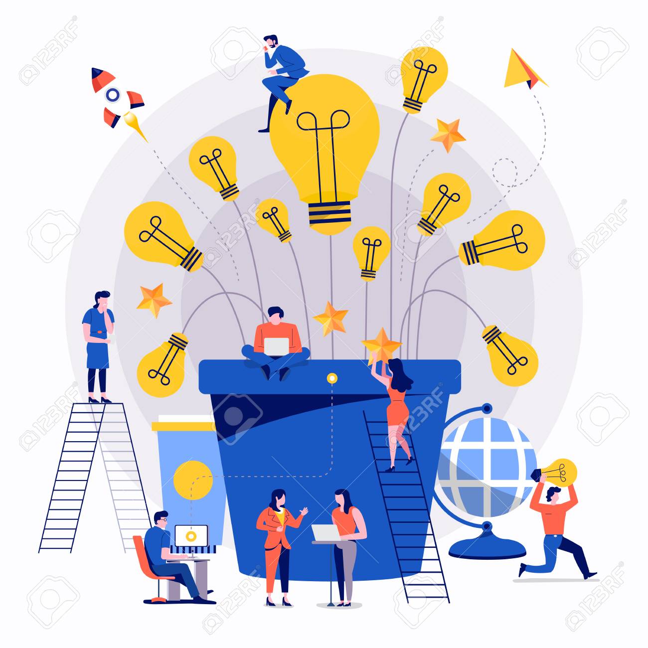 Illustrations flat design concept teamwork small people businessman working together for building success creative idea advertising. Vector illustrate. - 112266425 Illustrations flat design concept teamwork small people businessman working together for building success creative idea advertising. Vector illustrate. - 112266425