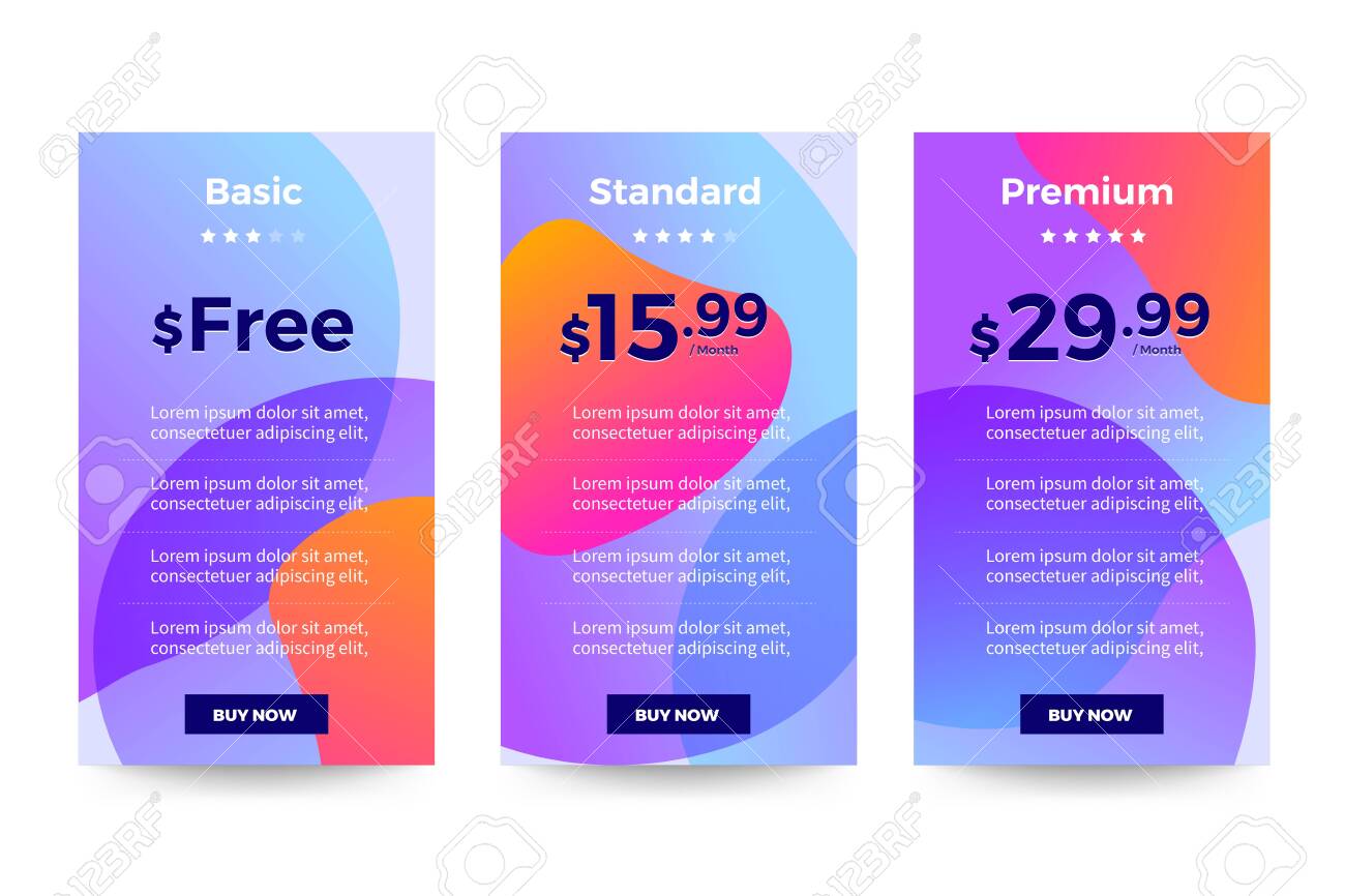 Template Design UX/UI Price List. User Interface Panel Product Price  Package Box And Button Buy Now. Vector Illustrate. 免版税剪贴画，向量插图和库存图片. Image  147074196