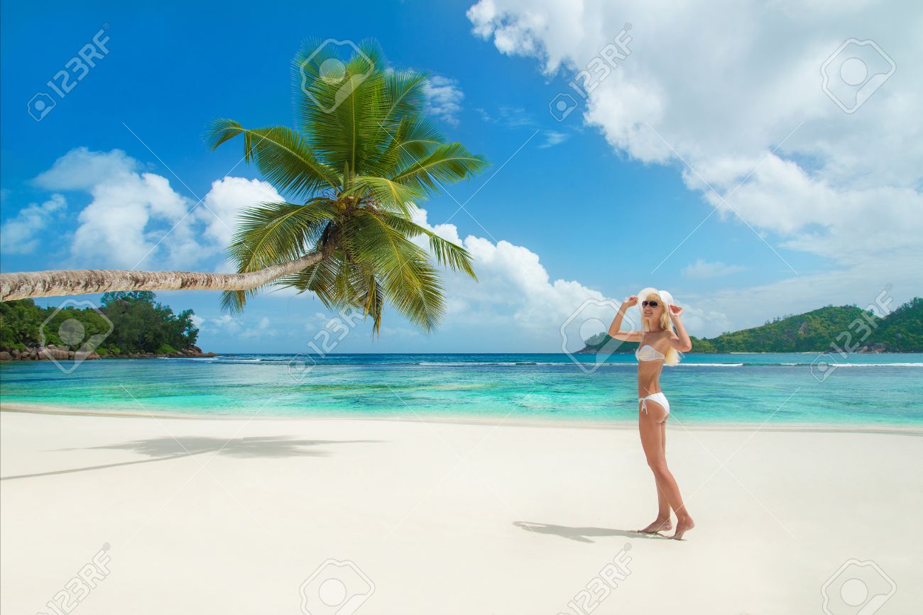 Elena M.KiryanCute Blonde Woman At Tropical Beach