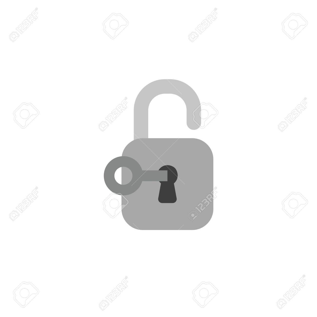 flat design style vector illustration concept of grey key unlocking