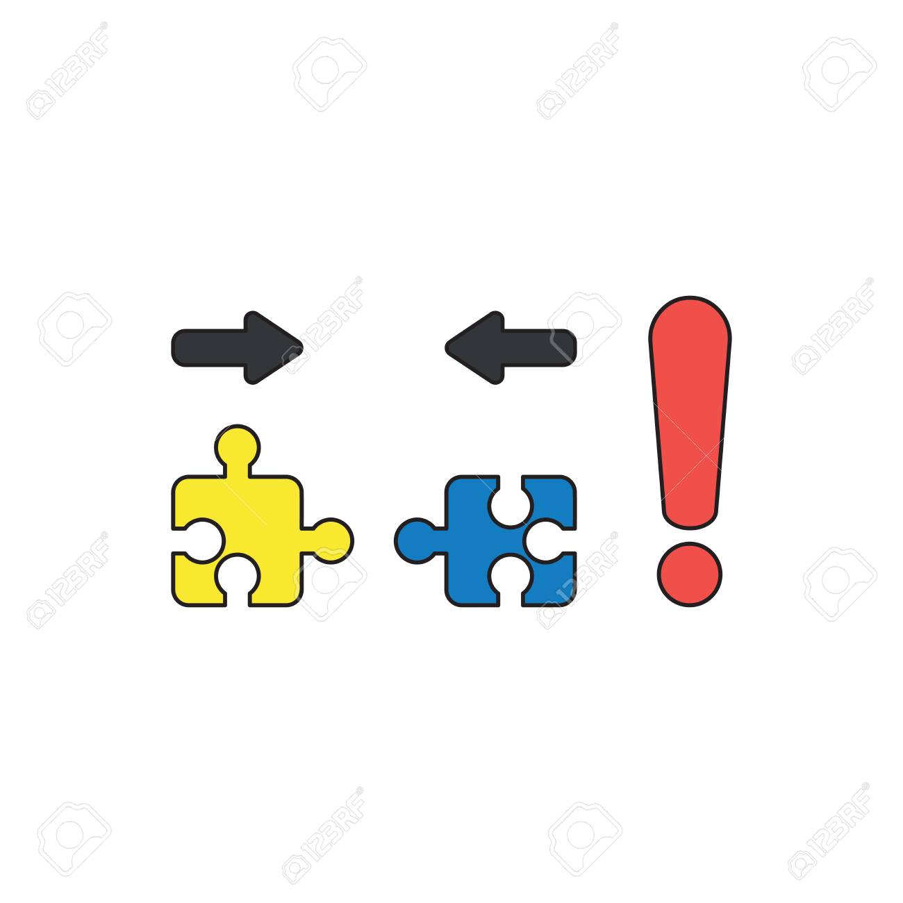 Vector Icon Concept Of Two Pieces Of Yellow And Blue Jigsaw Puzzle ...