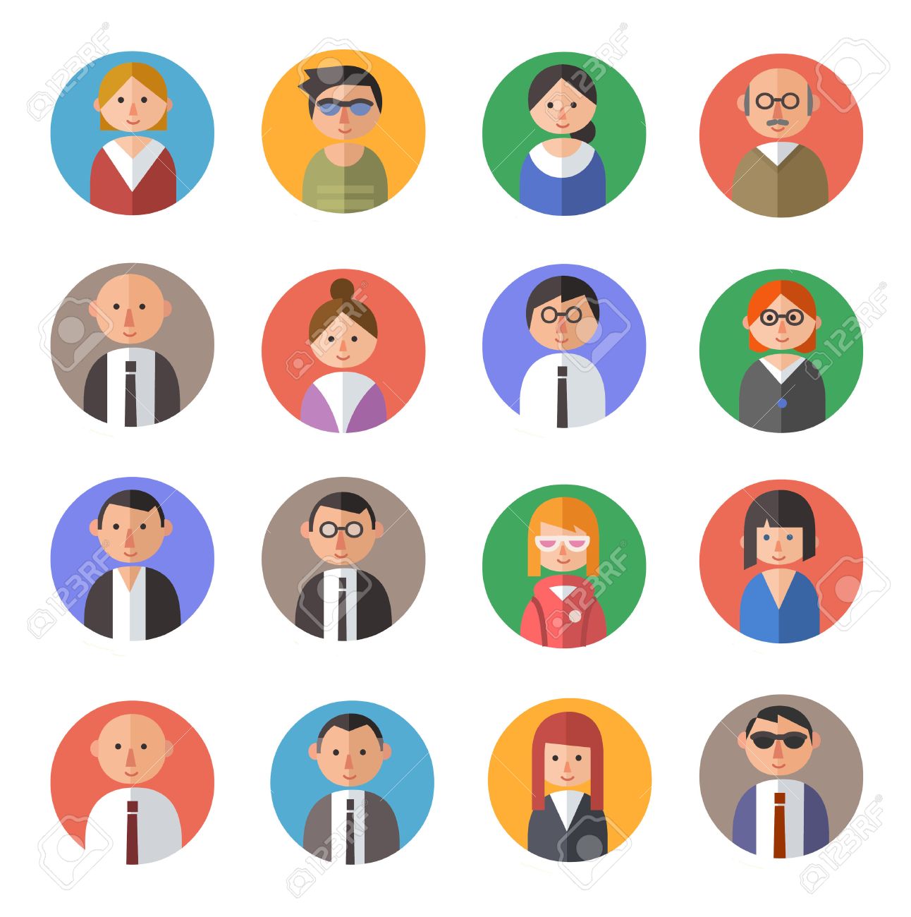 set of people avatars in flat material design style royalty free