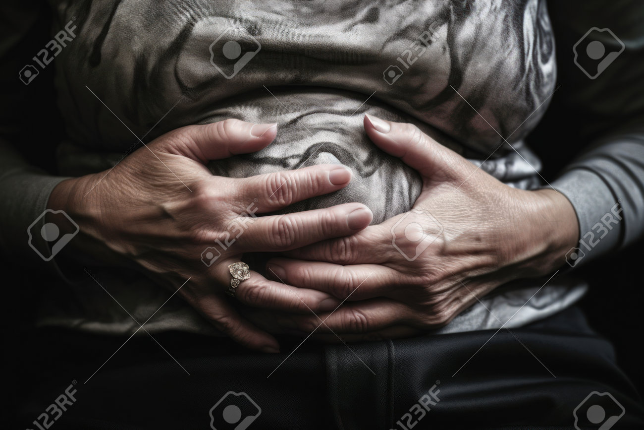 Woman Holding Hands On Her Belly, Stabbing Pain In Diarrhea Abdomen  Generative Ai. Stock Photo, Picture and Royalty Free Image. Image 214632248.