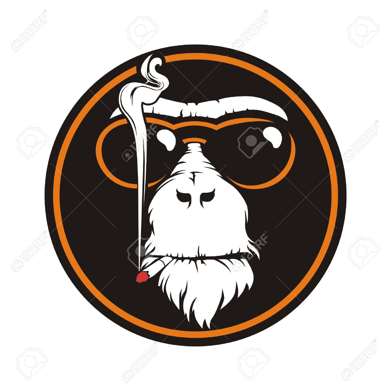 vector design monkeys head wearing sunglasses who were smoking monkey design