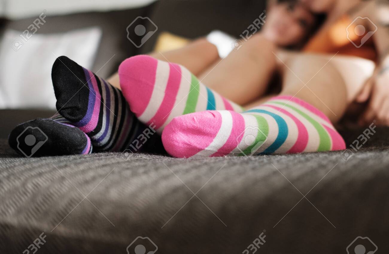 lesbians in colourful socks Girls and granny having sex