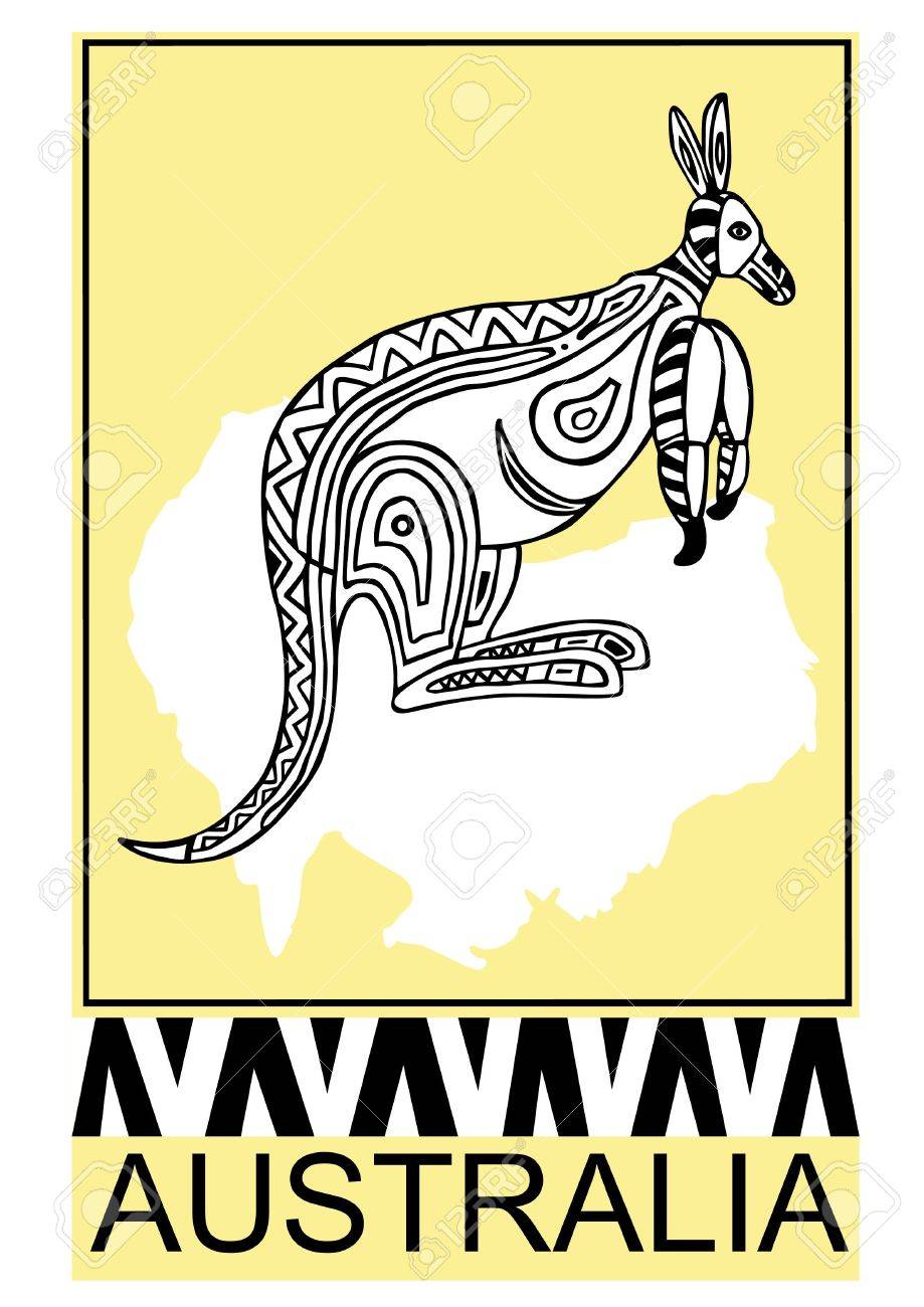 カンガルー アボリジニのアートのイラスト素材・ベクター Image