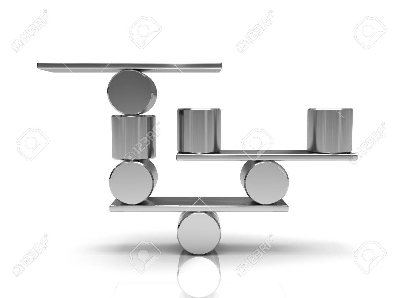 Balancing steel cylinders on the metal plate - 11308779 Balancing steel cylinders on the metal plate - 11308779