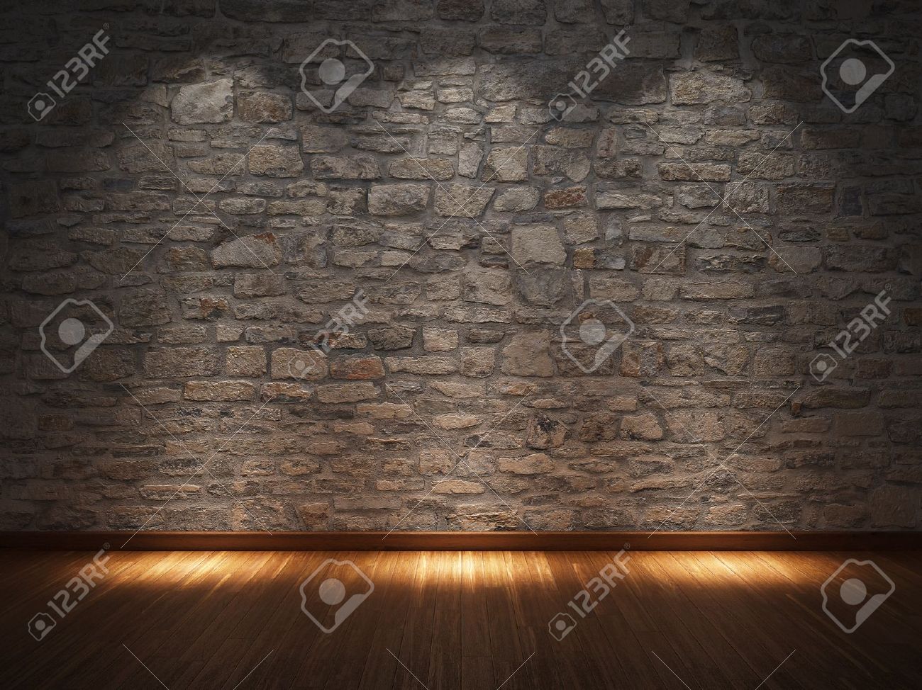 Interior Stone Wall interior room with stone wall and wooden floor stock photo Interior Stone Wall interior room with stone wall and wooden floor stock photo