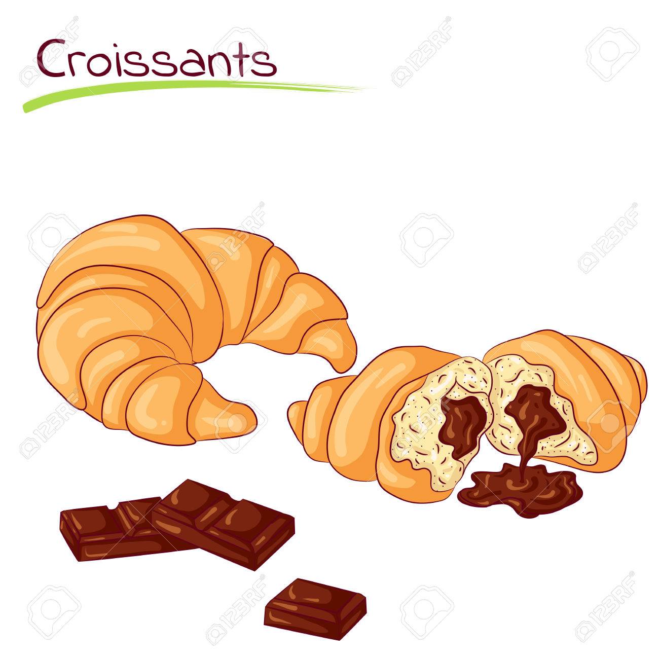 Croissants With Chocolate Stock Vector Croissants With Chocolate Stock Vector