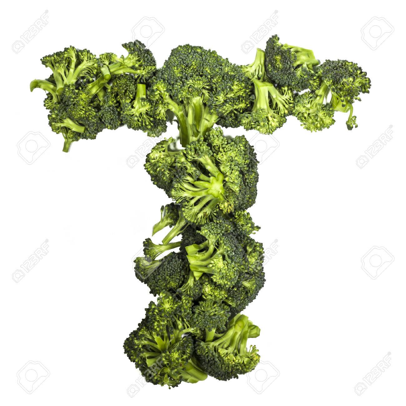 Broccoli letter T on white background, high contrast - 27995154 Broccoli letter T on white background, high contrast - 27995154