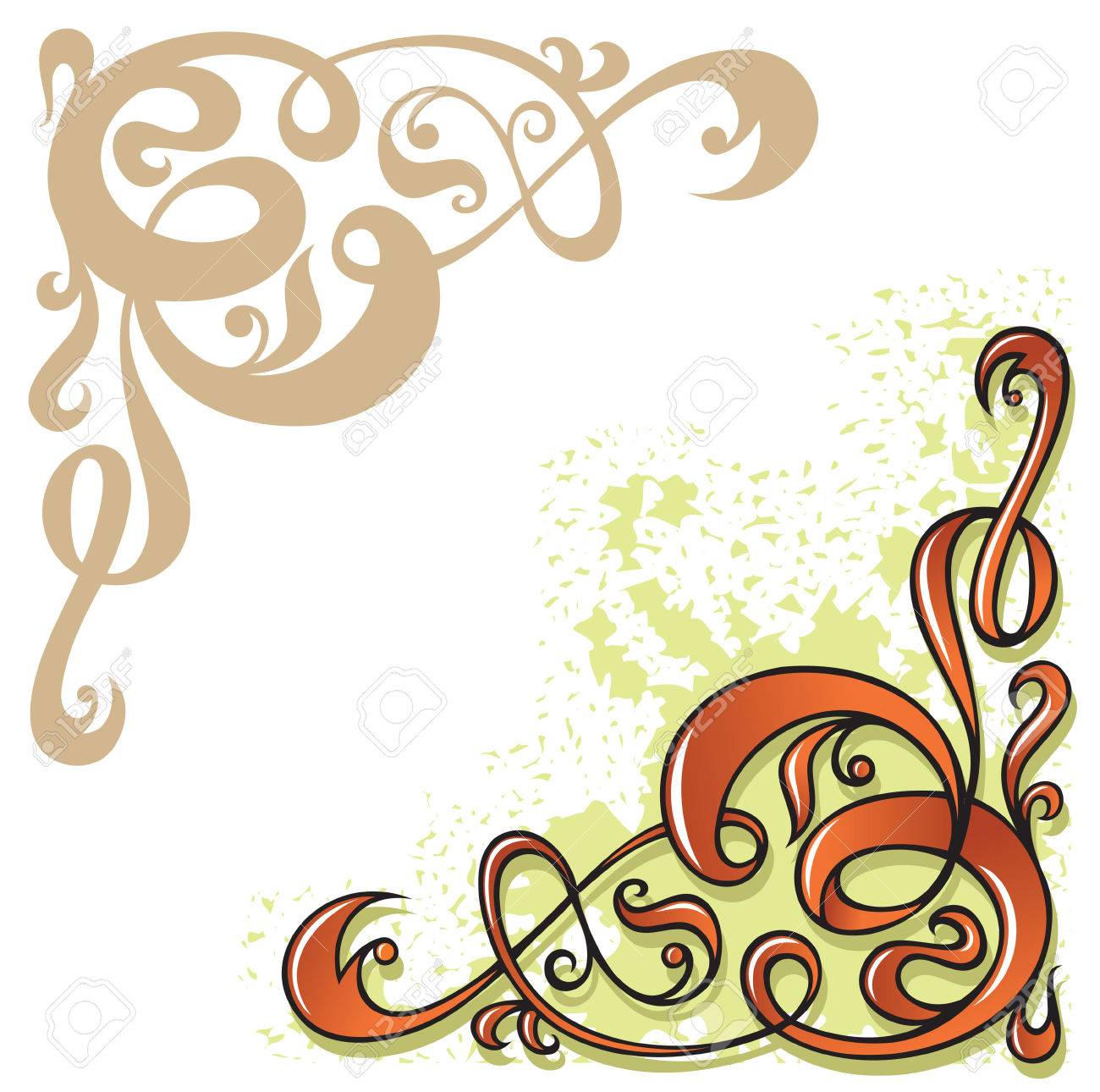 花の装飾 デザイン ベクトル イラストの装飾コーナー カラフルおよび輪郭要素 のイラスト素材 ベクタ Image