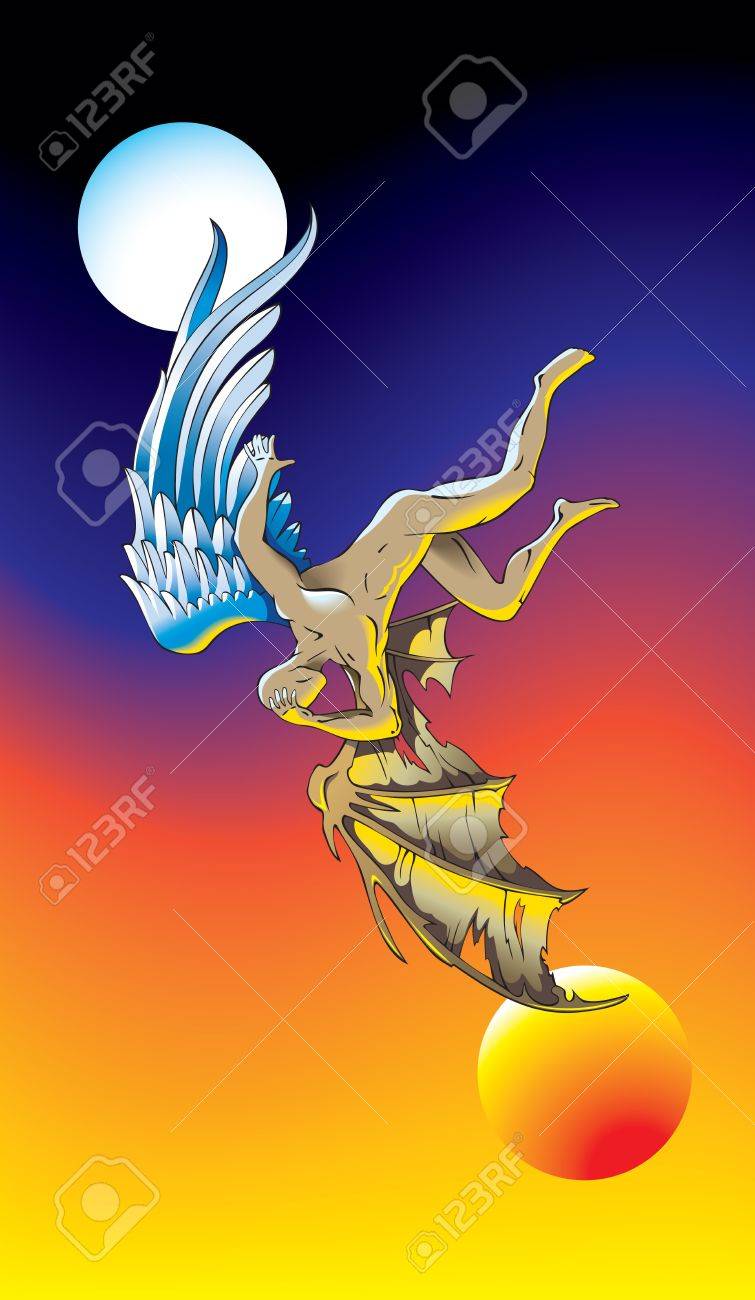 Fallen Angel Fall From Heaven To Hell Philosophical Concept Royalty Free Cliparts Vectors And Stock Illustration Image