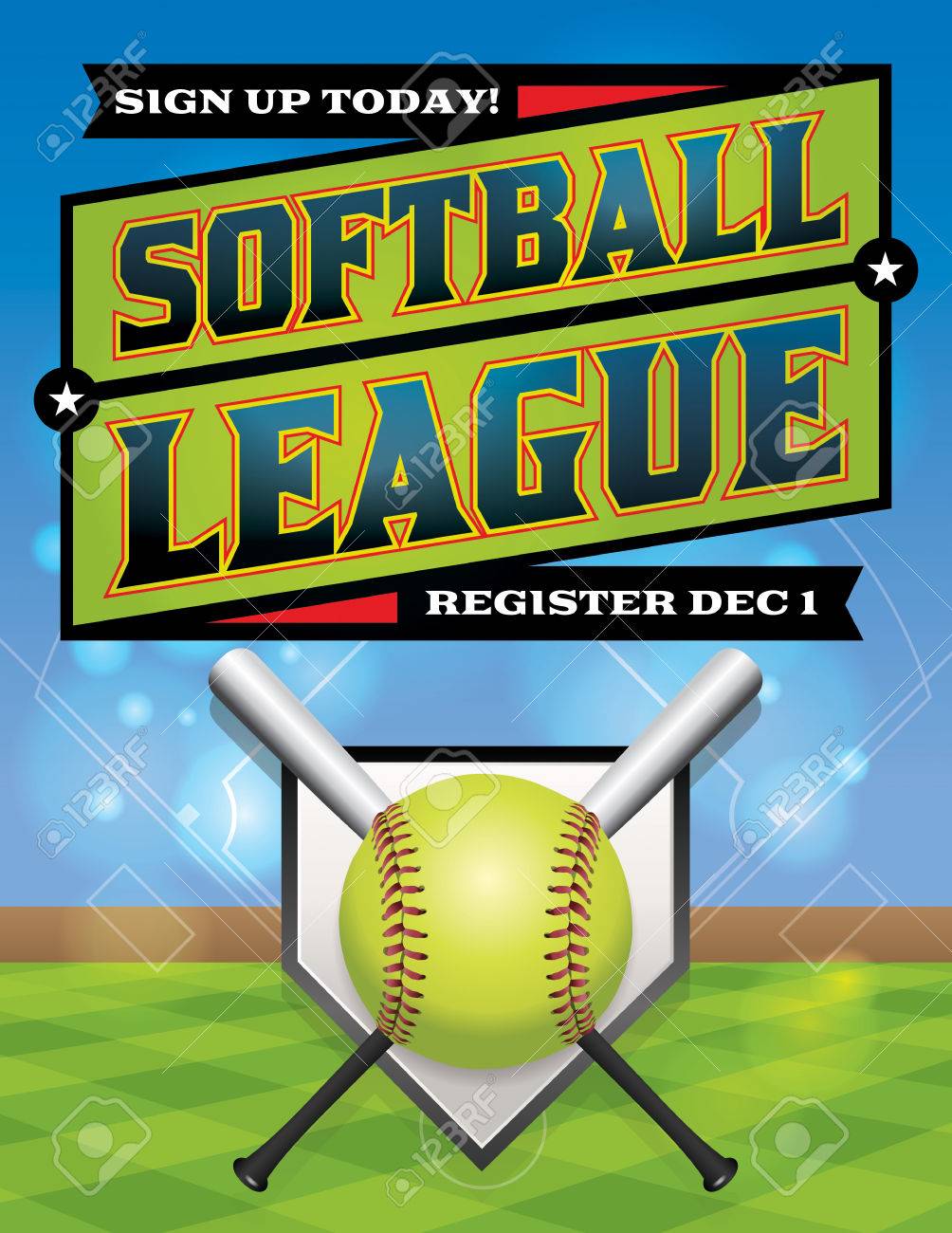 an illustration for a softball league flyer vector eps 10 available flyer fastpitch softballs