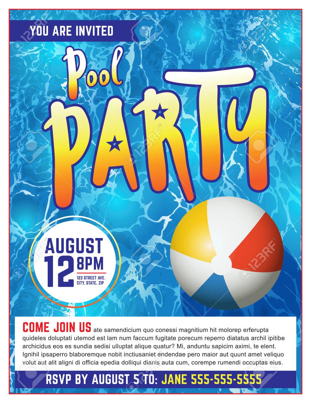 a pool party invitation template royalty free cliparts vectors pool party invite template