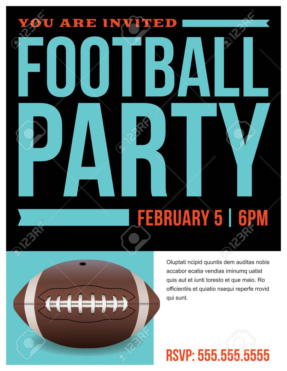 a flyer for an american football party invitation template royalty