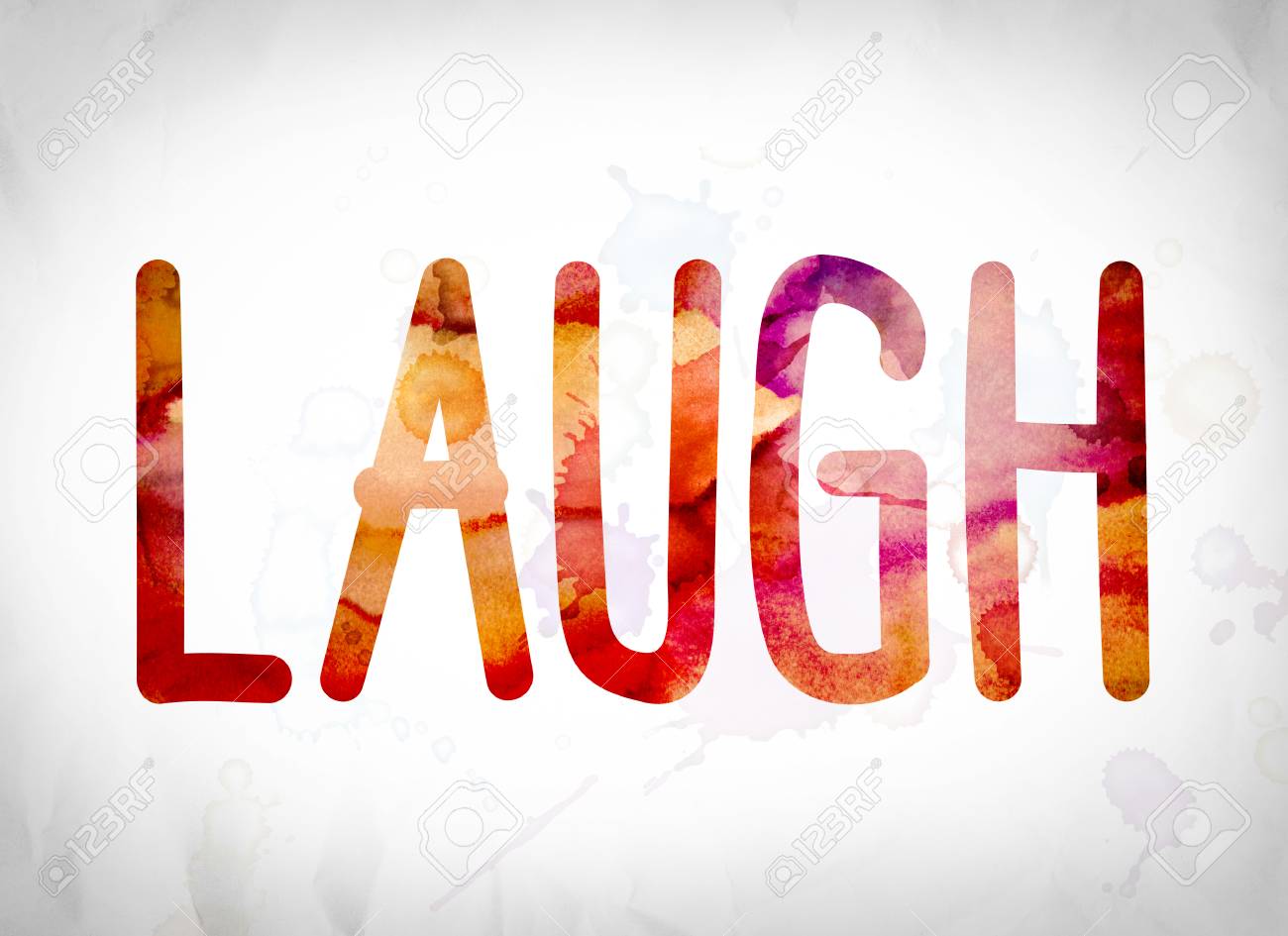 The Word "Laugh" Written In Watercolor Washes Over A White Paper Background  Concept And Theme. Stock Photo, Picture And Royalty Free Image. Image  63420572.