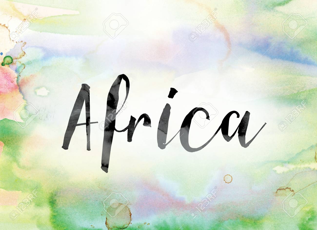 La Palabra áfrica Pintado En Negro De Tinta Sobre Una Acuarela De Colores Lava Concepto Y Tema De Fondo