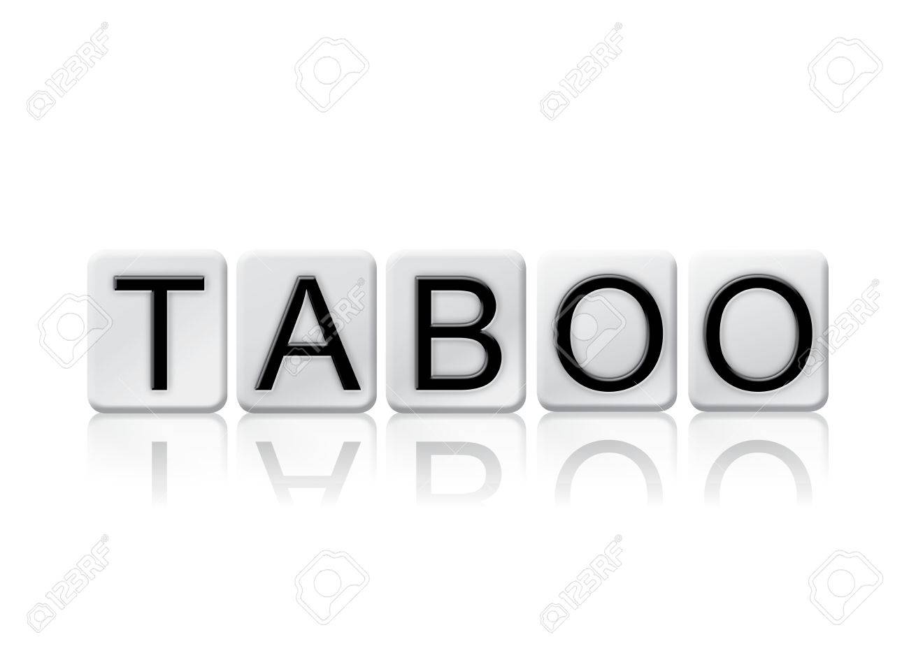 the word taboo written in tile letters isolated on a white stock